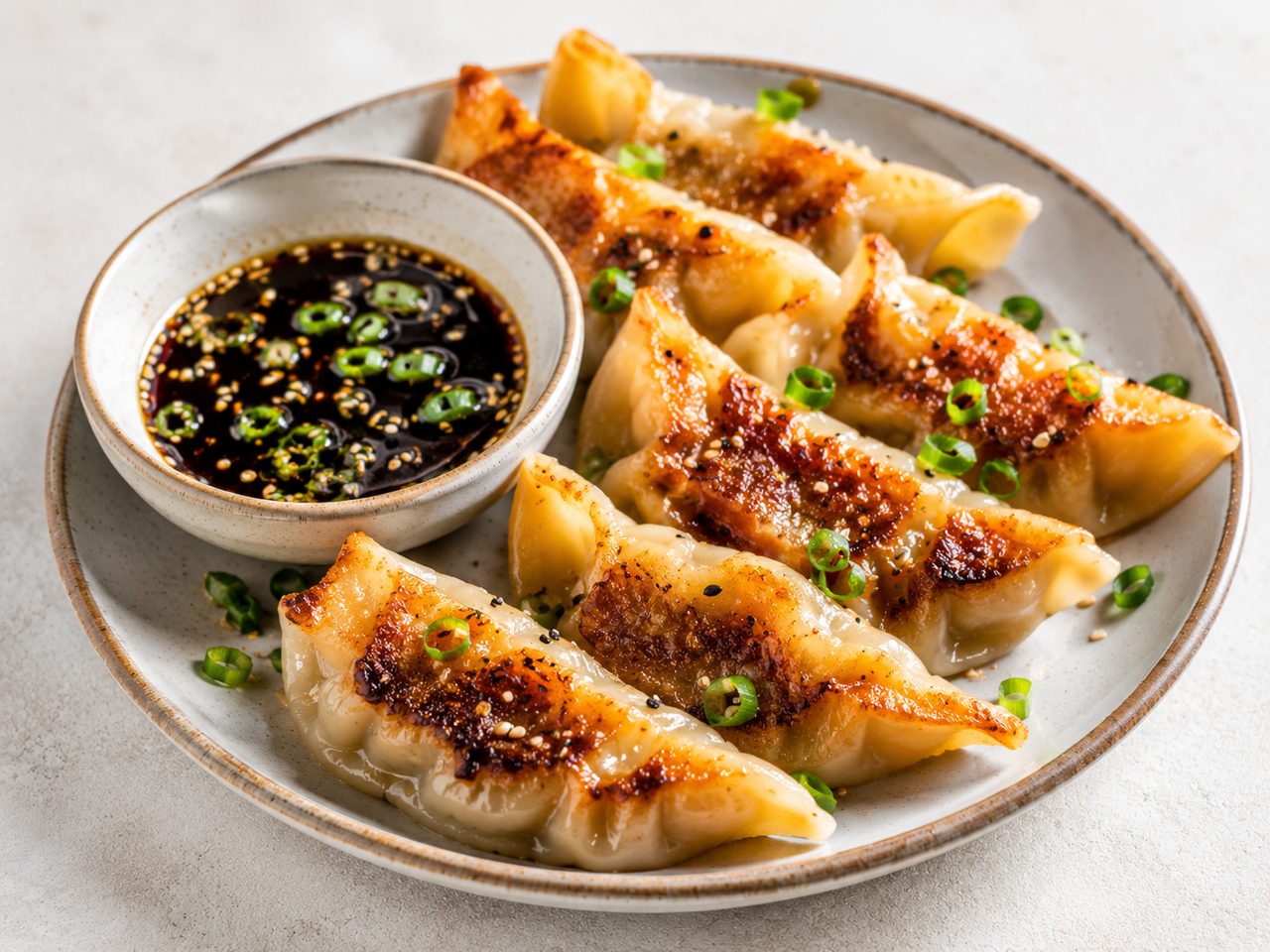 A golden side with dipping sauce.